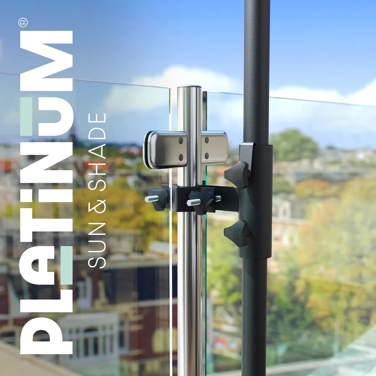 Vertical Railing Clamp for Parasol Platinum
