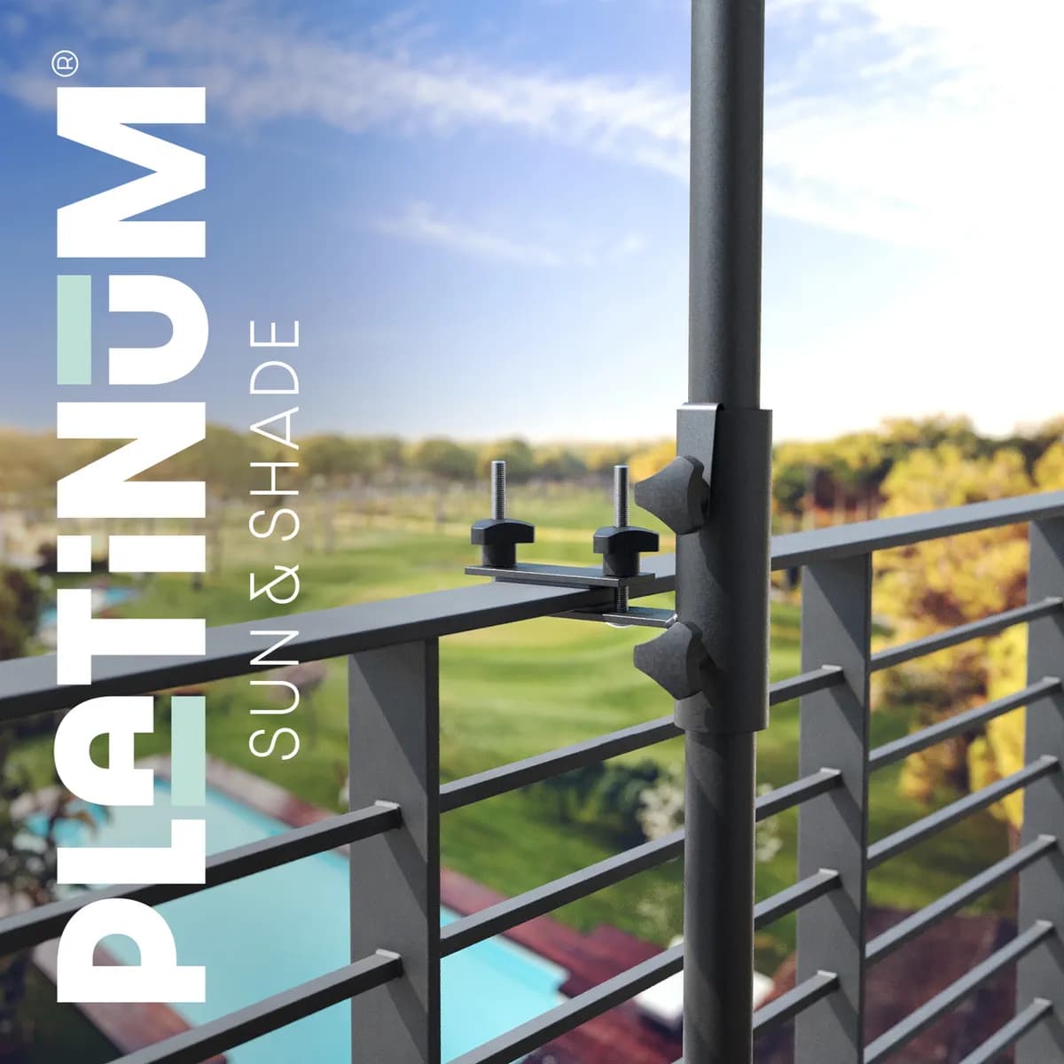 Horizontal Railing Clamp for Parasol Platinum