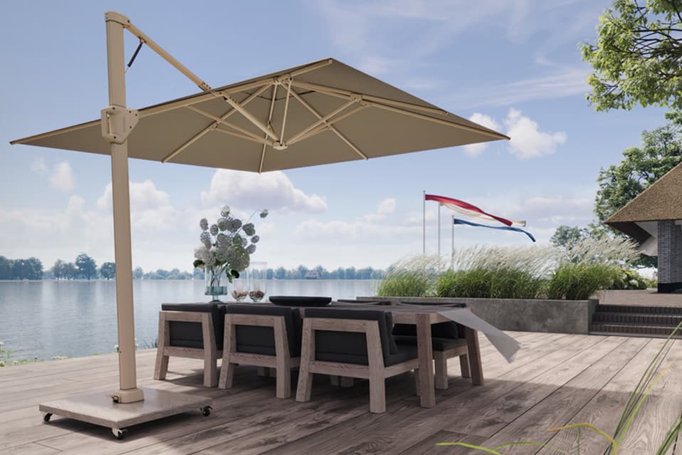 Parasol Beaufort Teak 320x320mt Platinum