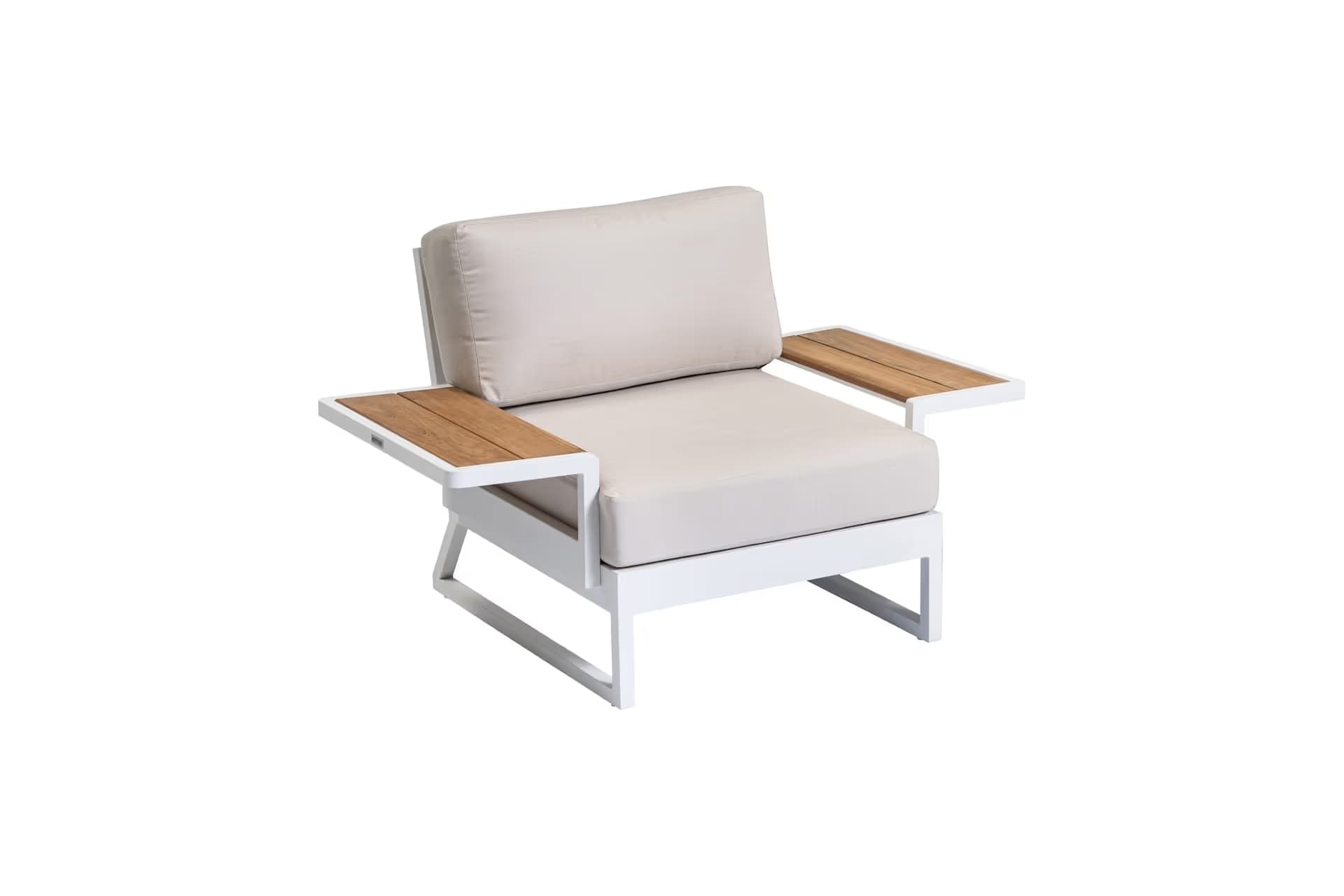 Mesa Lateral Ocean Skid Platform Blanco y Teca Kettler